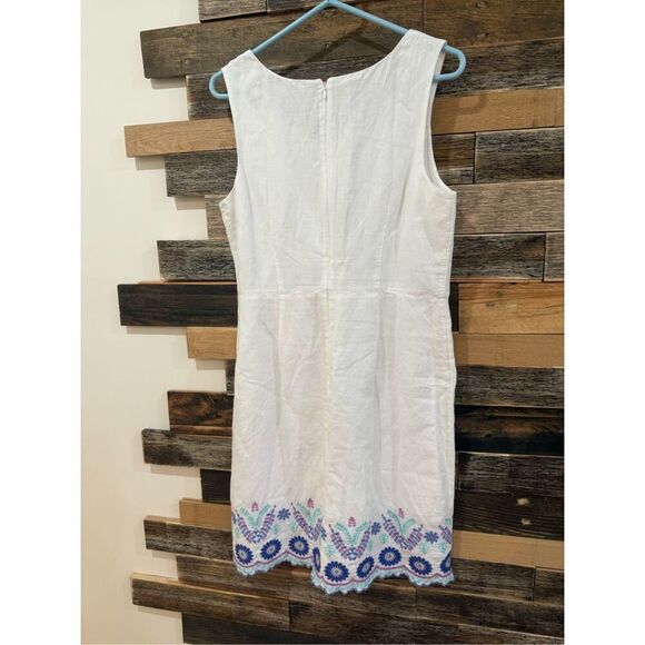 Talbots FLORAL EMBROIDERY LINEN SHIFT DRESS sz 10 - Picture 3 of 11